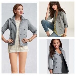 Women's Cabi # 393 Shrunken Pea Coat in Heather Gray Double Breasted Cropped S